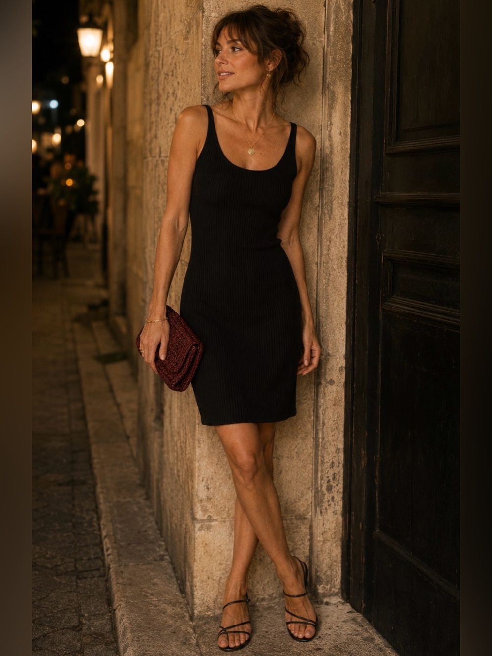 Wilfred ribbed black dress